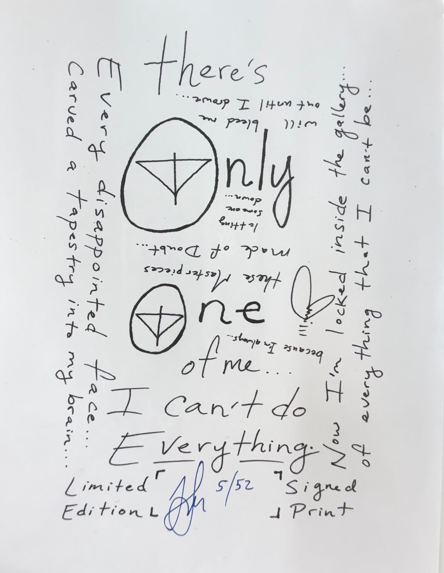 Only One Lyric Sheet - Signed Print