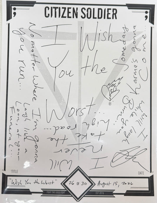 Wish You The Worst - Handwritten Lyric Sheet