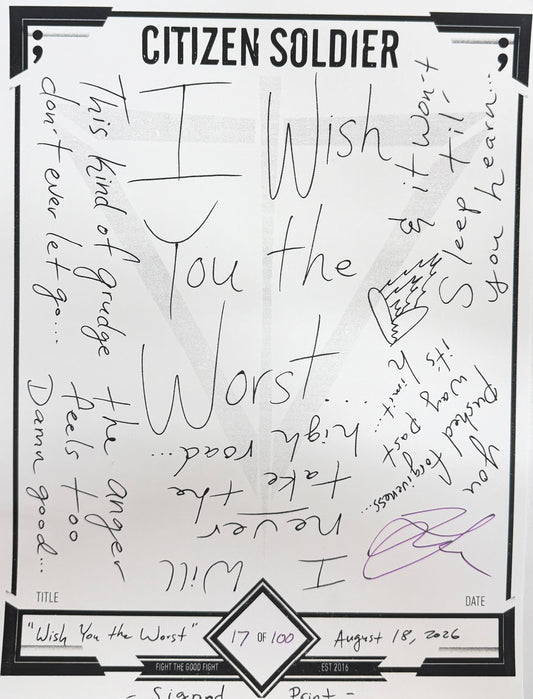 Wish You The Worst Lyric Sheet - Signed Print