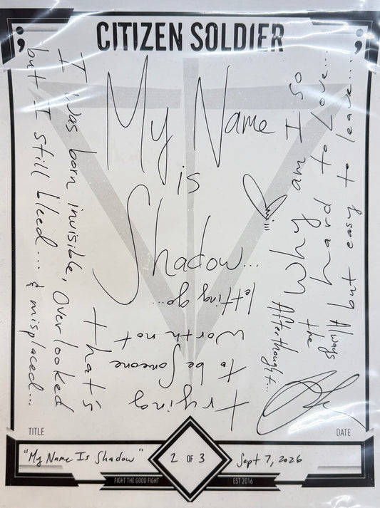 My Name Is Shadow- Handwritten Lyric Sheet